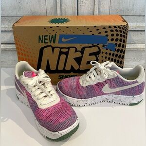 Nike Women's Airforce 1 Crater Low Flyknit Sneakers: Pink, Fuchsia/purple,White